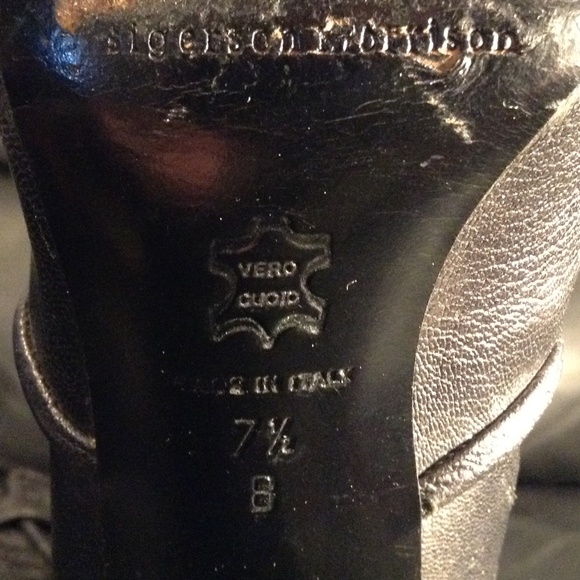 Belle by Sigerson Morrison Women's 7.5B Black Metallic Mid Calf Boots Made Italy - Picture 11 of 15